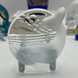 Retired Vintage Partylite Glass Whale Votive