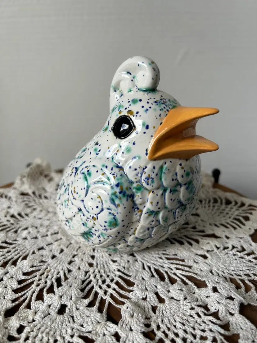 Hobbyist Made Ceramic Speckled Partridge 6” Tall Figurine 