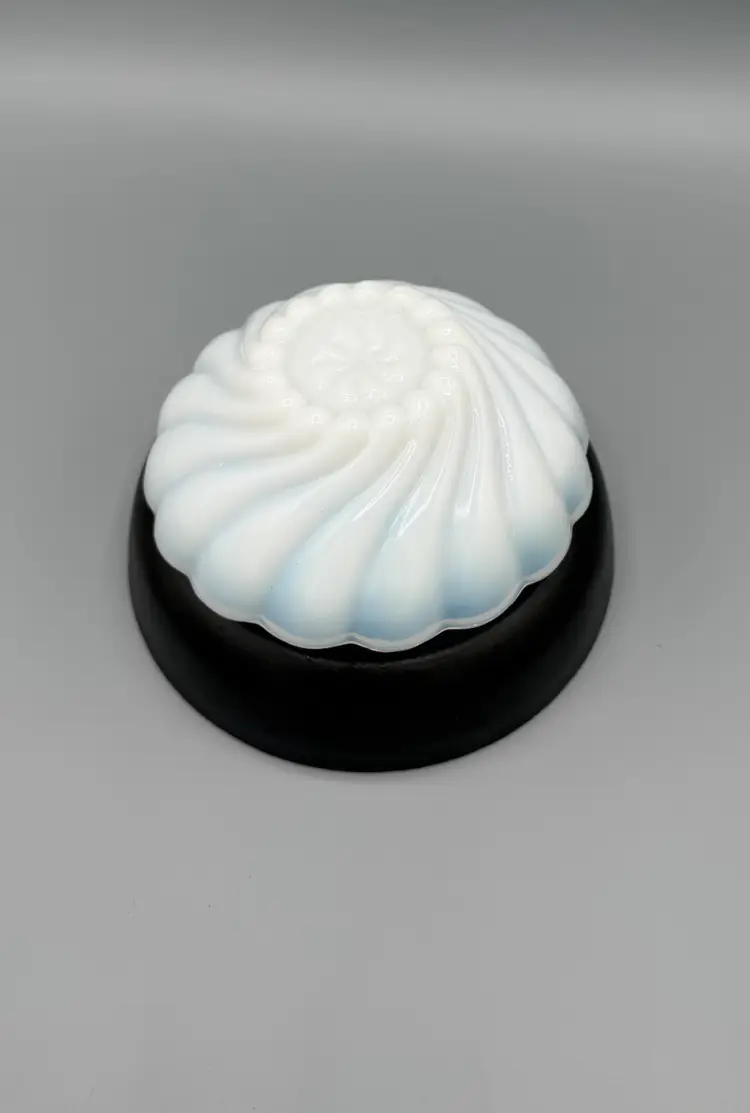 Vtg Hazel Atlas Alpine White Swirl 4.5" Milk Glass Dessert Bowl Scalloped Edge USA