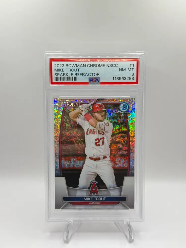 2023 Bowman Chrome NSCC Mike Trout Sparkle Refractor /99 PSA 8 Angels
