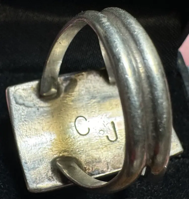 Sterling Cobblestone “Charlie John” Signed Ring Sz 11