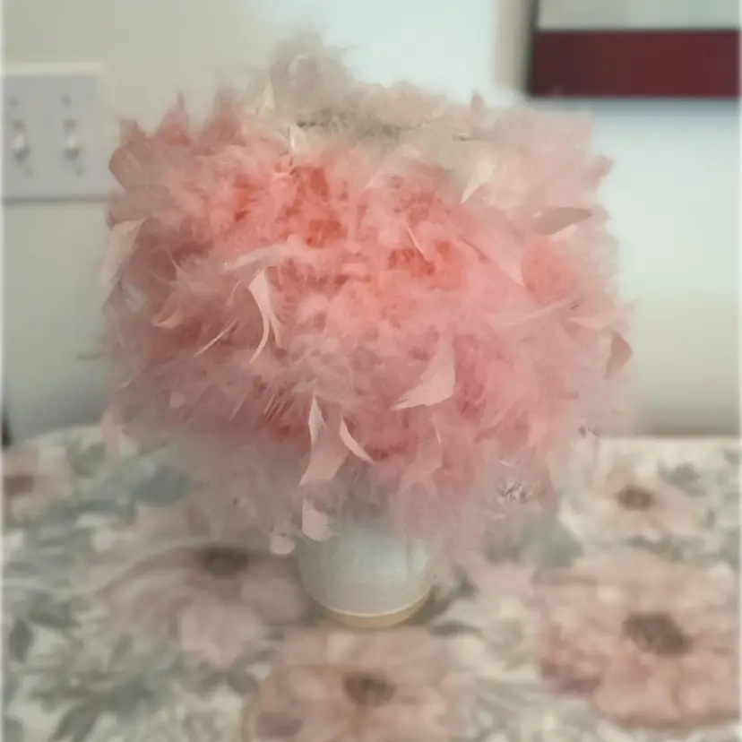 Pink Feather Table Lamp 10” Tall