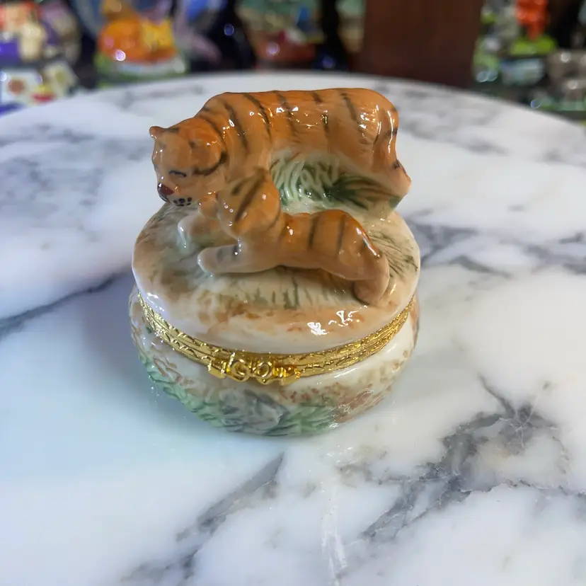 Trinket Box By Herco Tiger And Tiger Cub