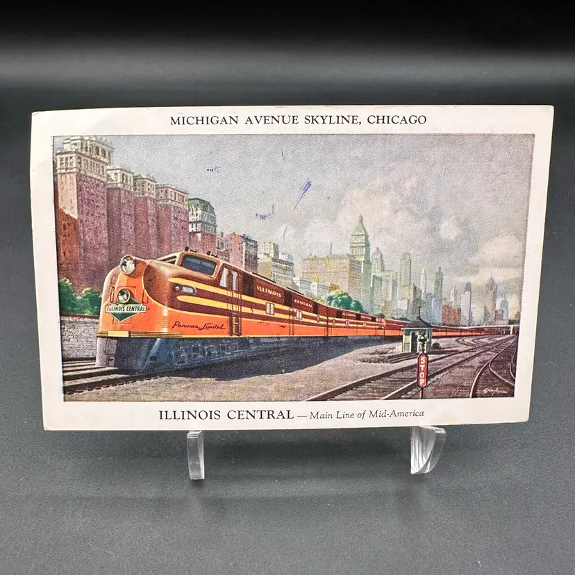 Illinois Central Railroad's "Panama Limited" Streamliner Train Vintage Postcard, Unused