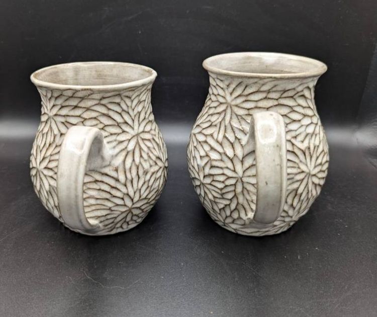 Hand Carved Pottery Mugs by Jiaqi( Jade) Lin 2 available