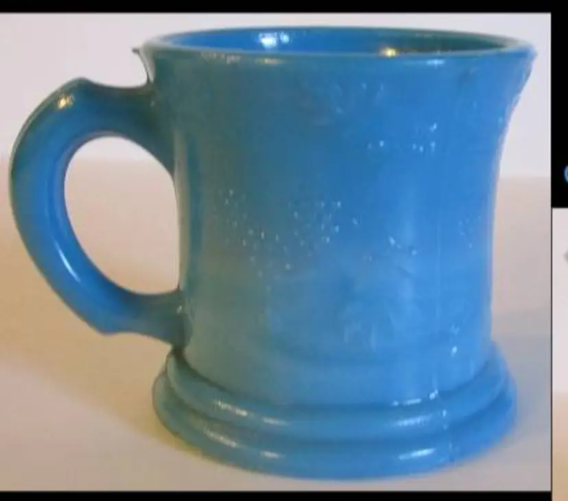 EAPG Antique Dark Blue Opaline Heart & Vines Child's Toy Glass Mug, Unknown maker