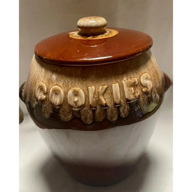 Vintage MCM McCoy Pottery Brown Glazed Drip Cookie Jar with Lid by Kathy Kale