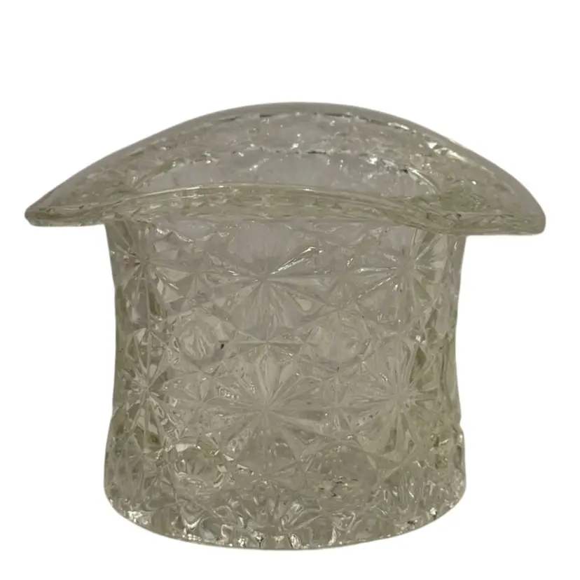 Indiana Glass Daisy & Button Top Hat Clear Glass Trinket Dish Vase 5.5β T