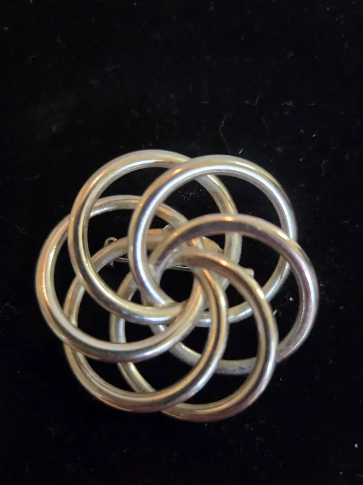 Vintage Silver Tone Circular Brooch