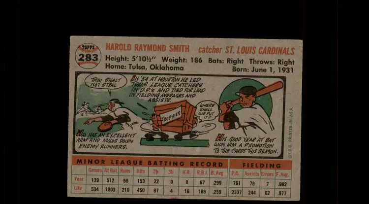 1956 Topps #283 Hal Smith - (pk-tl2) - St. Louis Cardinals