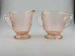 Pink Depression Glass *American Sweetheart* Footed Creamer & Sugar MacBeth-Evans