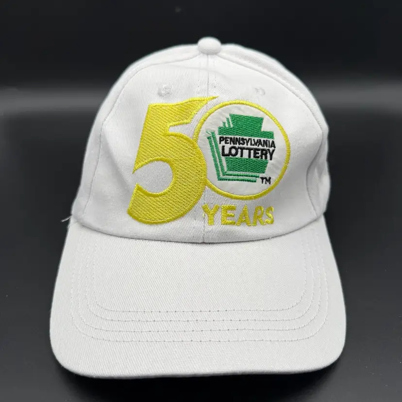 PA Lottery Hat Cap 50 Years Pennsylvania Embroidered White Adjustable