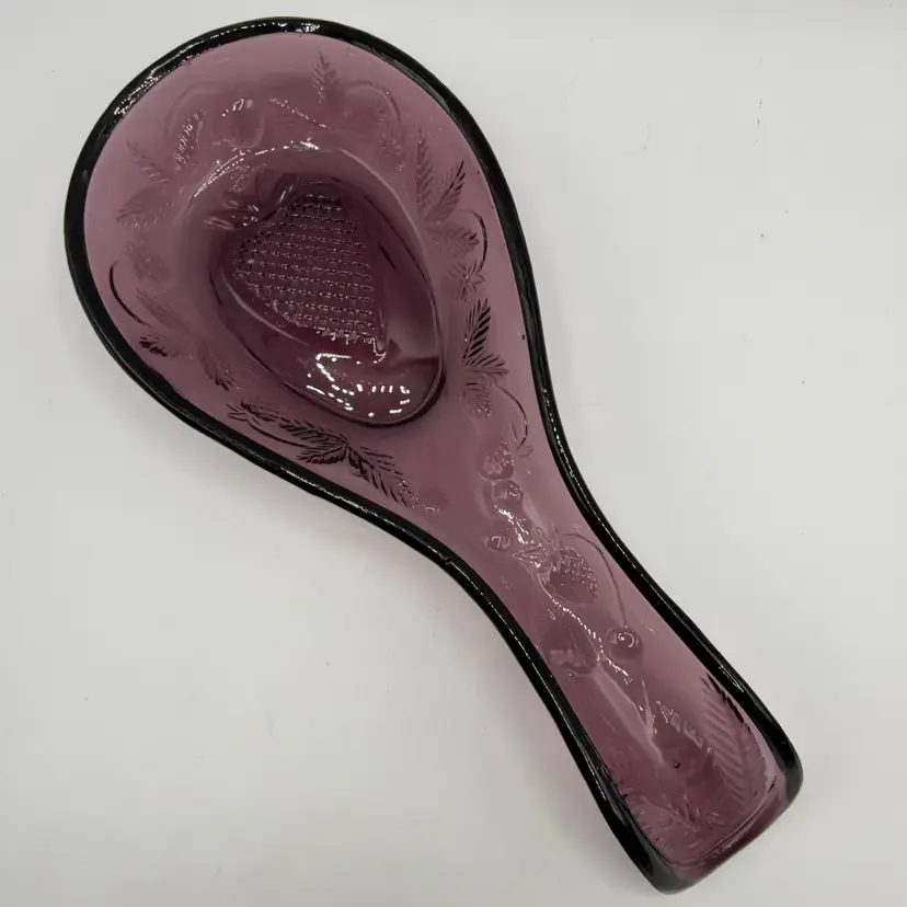 Amethyst Glass Strawberry Pattern Spoon Rest