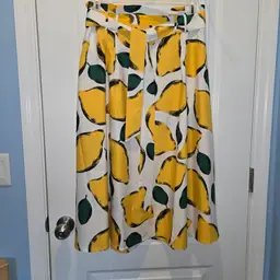 Her Destiny lemon print skirt A-Line sz XL summer