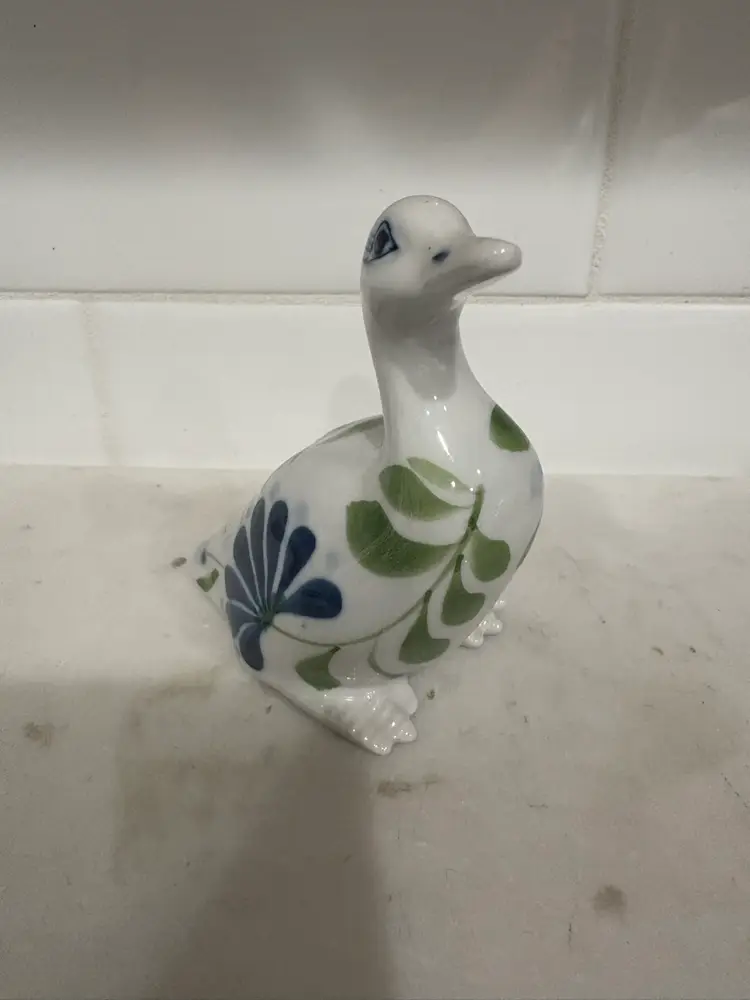 Dansk SAGE SONG Duck Figurine BLUE & GREEN FLORAL DESIGN