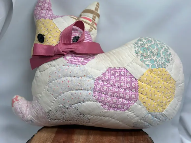 Vintage Antique Spring Quilt CAT KITTEN Country Primitive Farmhouse Decor Spring