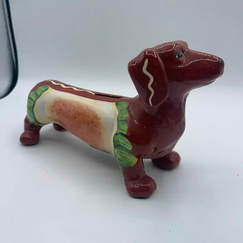 Dachshund Weiner Hot Dog coin back ceramic 10"L