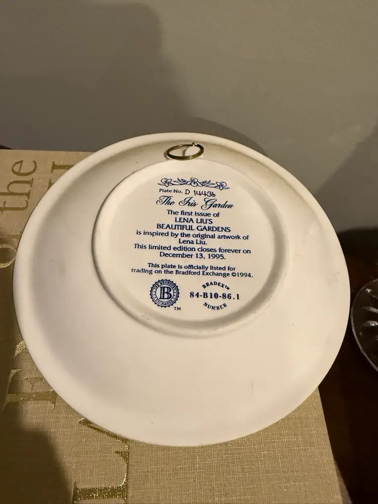 Lena Liu's Beautiful Gardens "The Iris Garden" 3D Relief Collector Plate 1st Issue