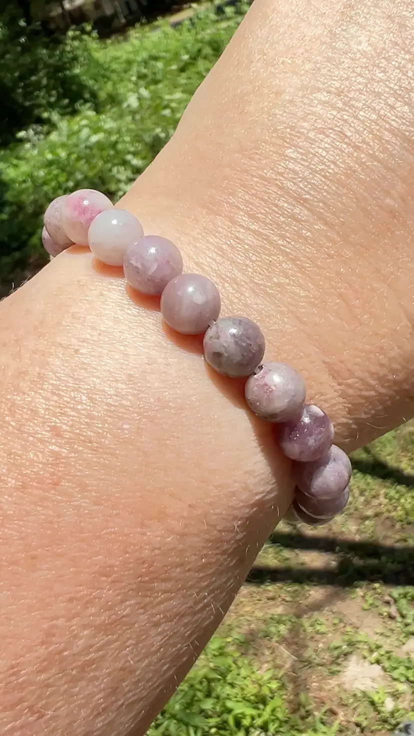 Unicorn 🦄 Stone Pink, Purple, & White 8mm Stone Beads. 6-1/2" to 7” Stretch Bracelet Jewelry.