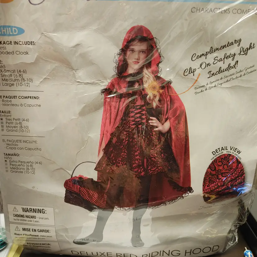 Child Costume- Little Red Riding Hood. Size- XS 4-6. Includes dress and cloak. New in bag.