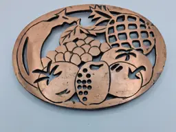 Vintage Old Dutch Design Cast iron and Copper Fruit Basket Trivet
