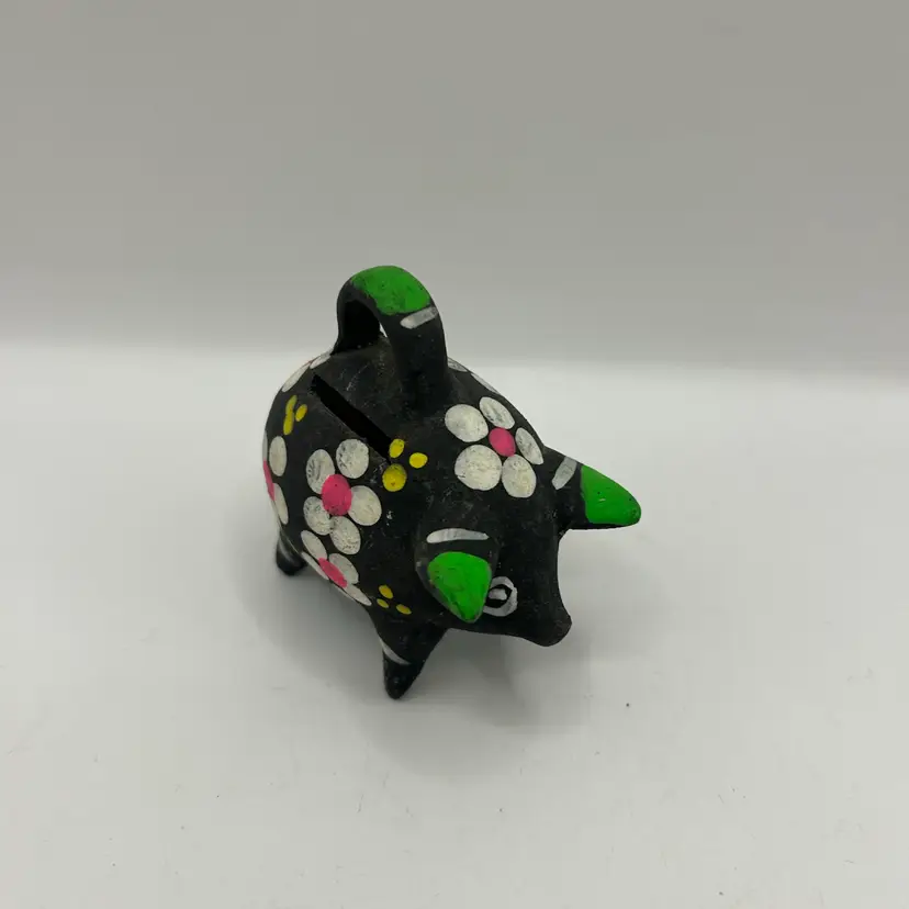 Black Hand-Painted, Small Mexican Pig