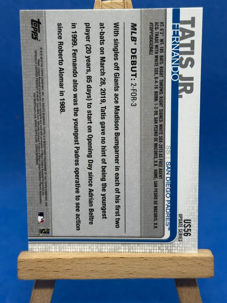 2019 Topps Update Fernando Tatis Jr RC Debut US56 San Diego Padres A35