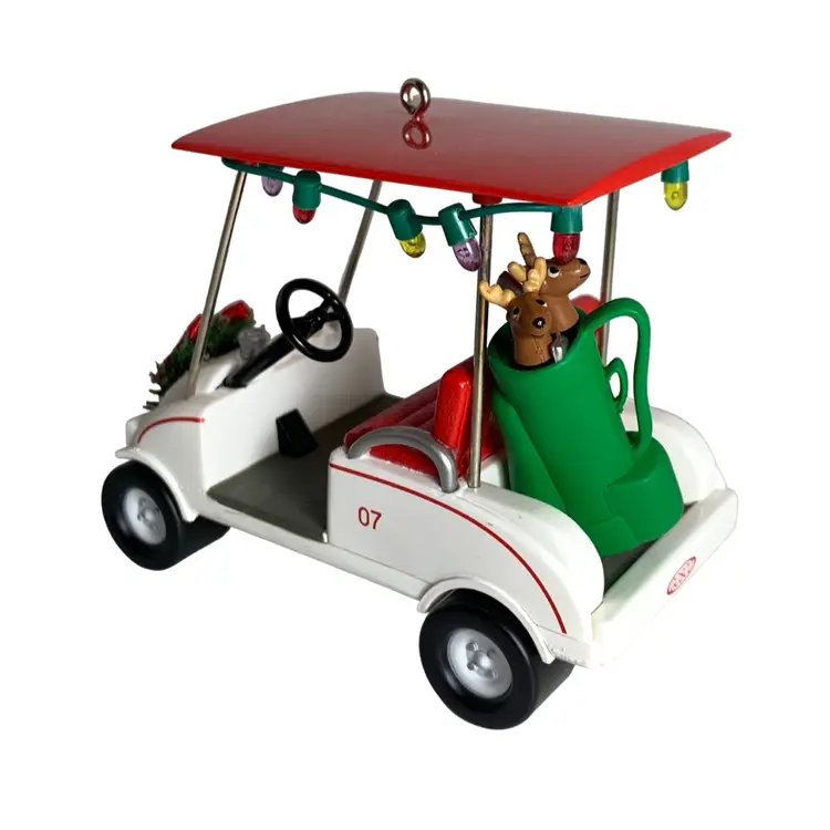 Hallmark Golf Cart 2007 Tee Time Taxi Ornament Wreath, Golf Bag. No Box. Great Gift