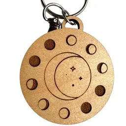 New Wooden Moon Engraved Keychain