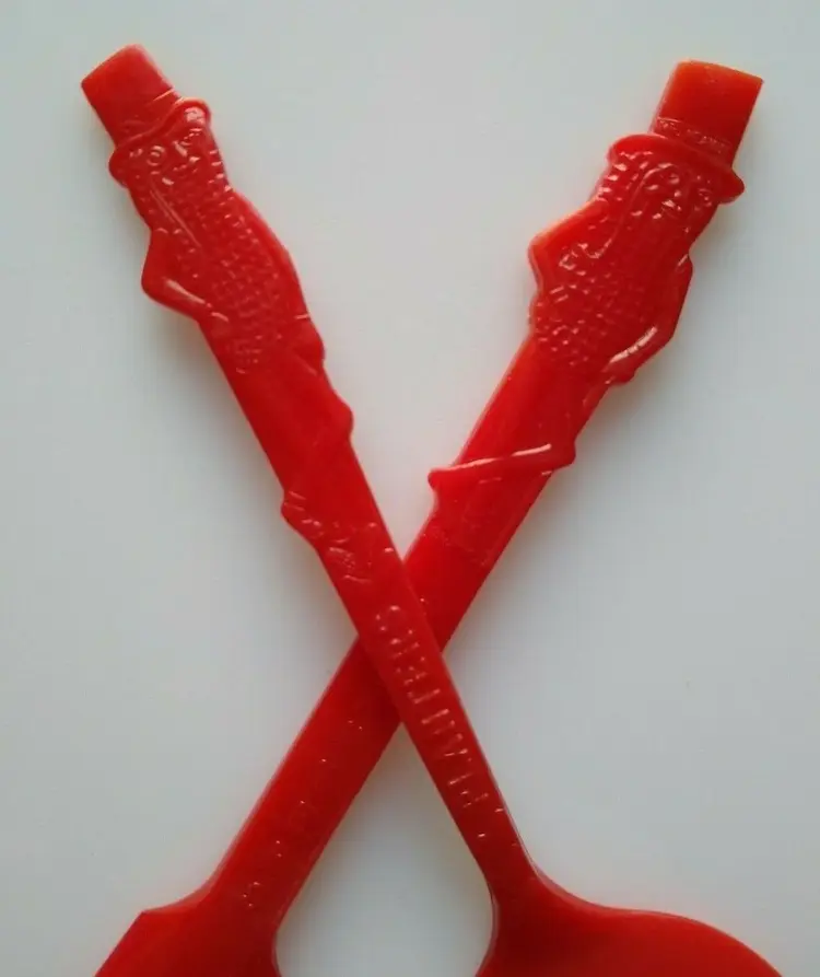 Mr Peanut Planters Nuts Red Spreader & Nut Spoon Original Plastic 1950s Vintage