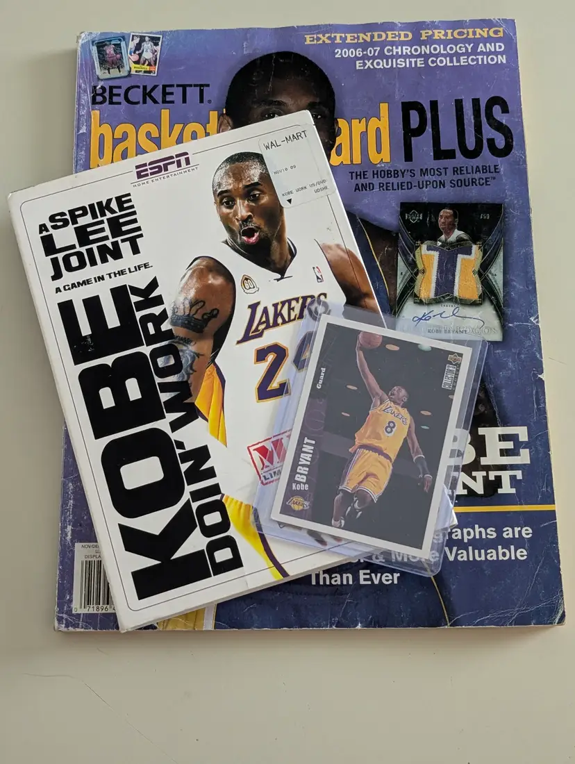 Kobe Bryant Beckett Magazine, Sealed DVD & Upper Deck Rookie Card Lot