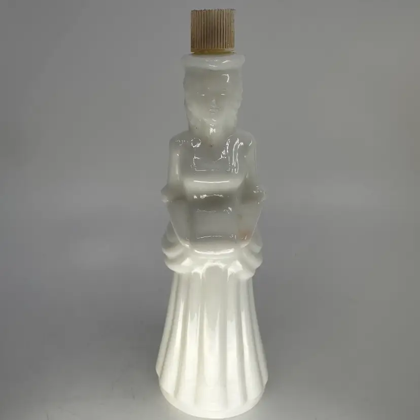 Vintage Avon Bird of Paradise Woman Decanter Milk Glass W/Cap