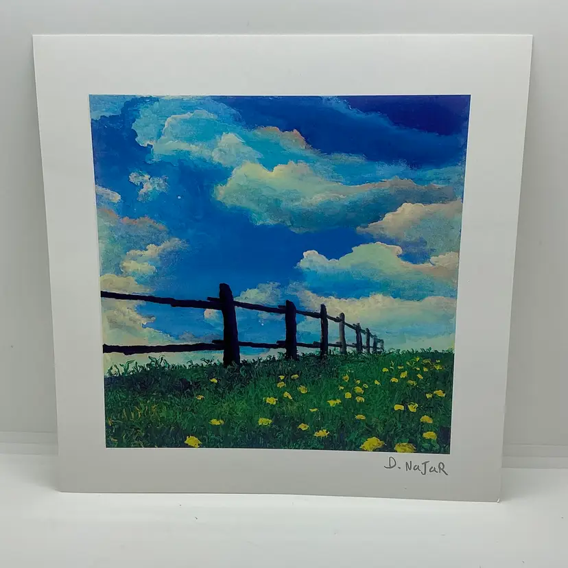 Fence Line David Najar 2013 Seriolithograph With COA 7” X 7” New Unframed Art