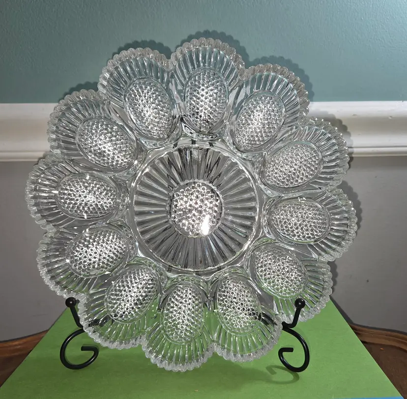 Vintage Indiana Glass Company Hobnail Deviled Egg Plate