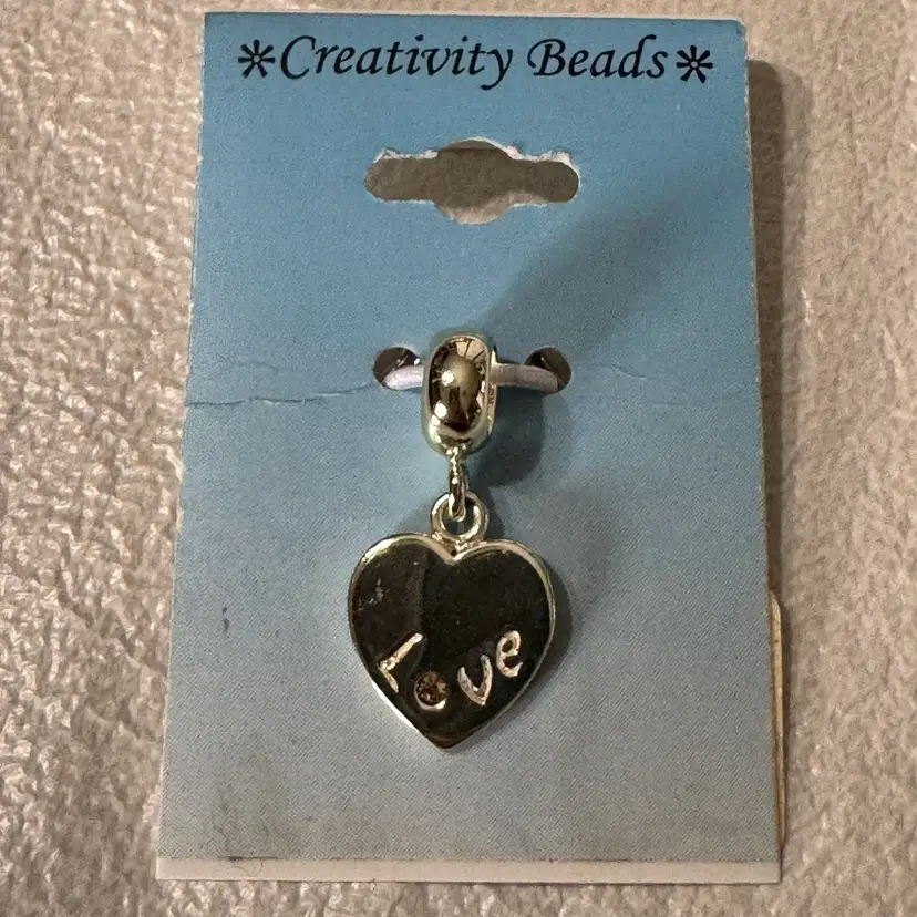 Vintage Sterling Silver Charm Pendant LOVE W/Rhinestone