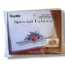 Elegant Rose Dresser, Scarf Embroidery Kit. 14 X 38“, Two Color Choices In The Kit.