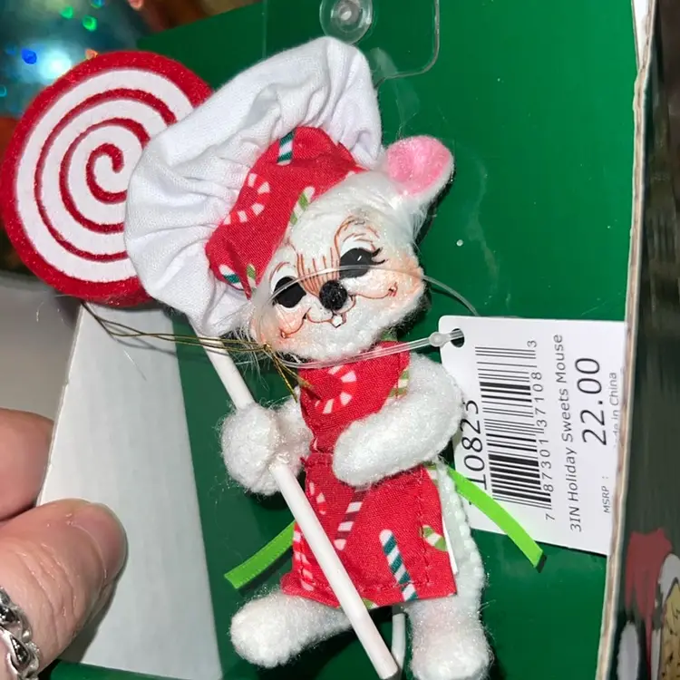 Annalee Christmas Mouse Chef W/ Lollipop 4.5” NWT