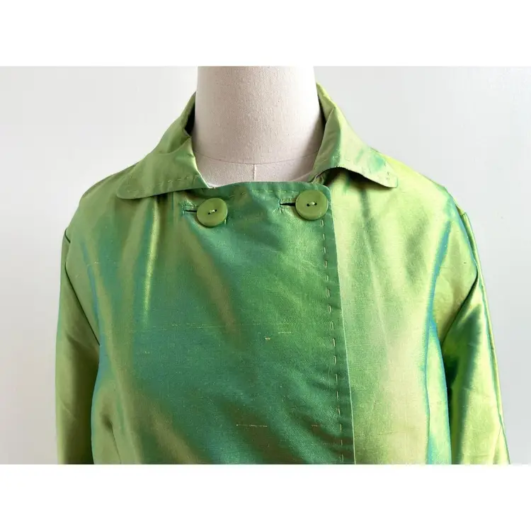 Y2K vintage silk slime green silk jacket taffeta 2000s