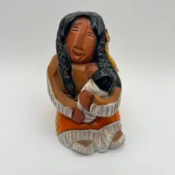 Keena Mohawk Native American Sculpture Indigenous Art Woman Child