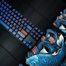 Blue Koi Keycaps Set and Deskmat Bundle