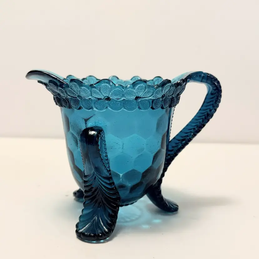 US GLASS CO #15060 VERMONT Creamer Sapphire Blue STATES SERIES EAPG Teal