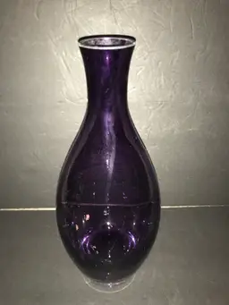 KROSNO Purple Clear Glass Bottom Tear Drop 12.5” Tall Heavy Vase