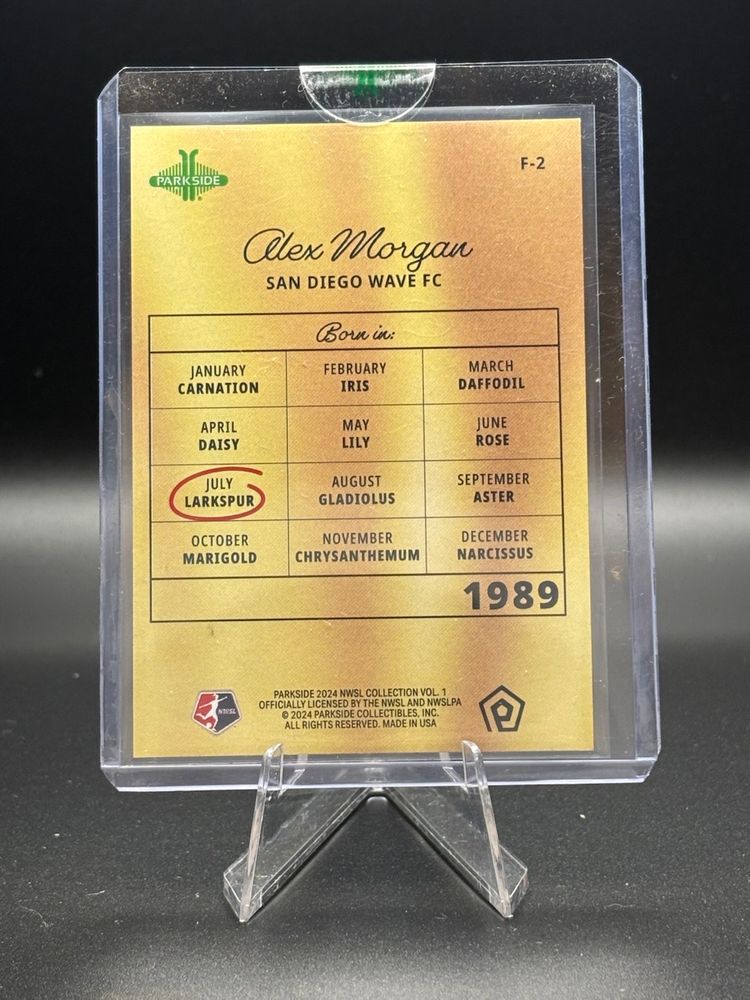 Alex Morgan 2024 Parkside NWSL Vol. 1 Flowers F-2 Gold /10 San Diego Wave FC Soccer Card