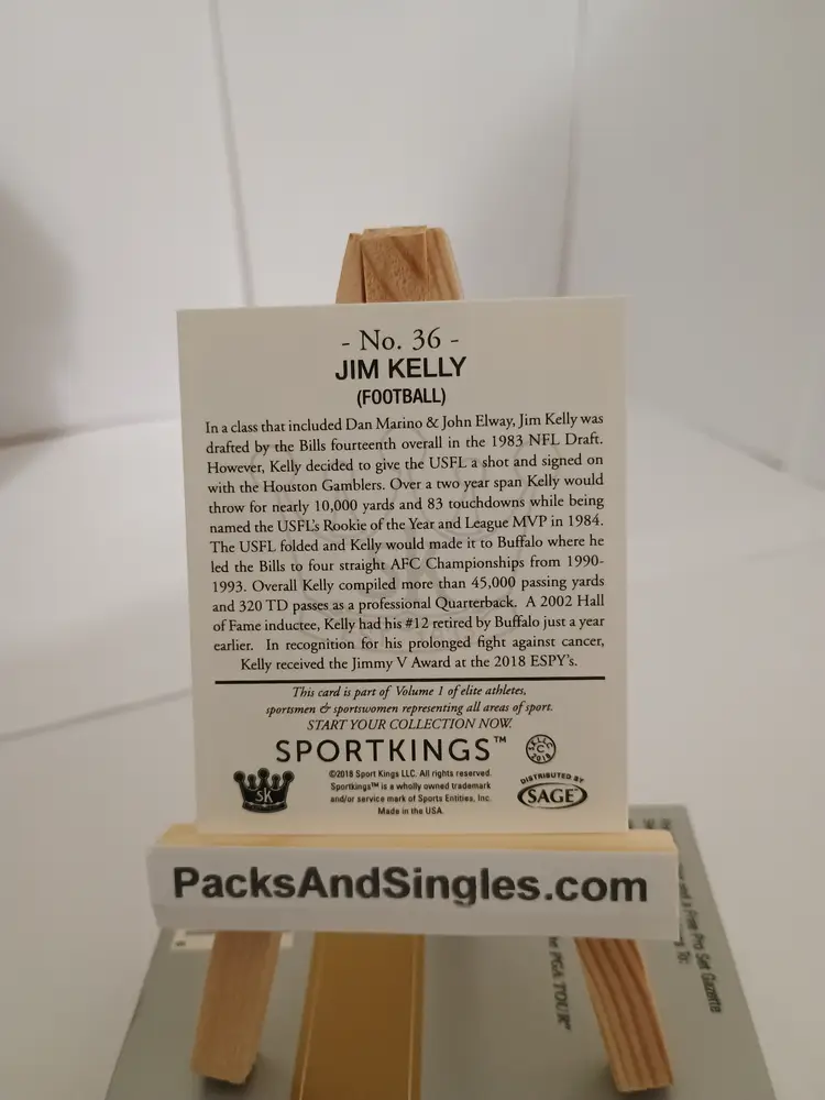 Jim Kelly SportKings Sage 2018 Football Sports Card
