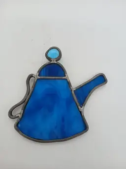 Blue Teakettle Stained Glass Suncatcher