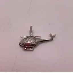 FFFT Tiny Helicopter Charm Pendant Marked Silver Untested .5”