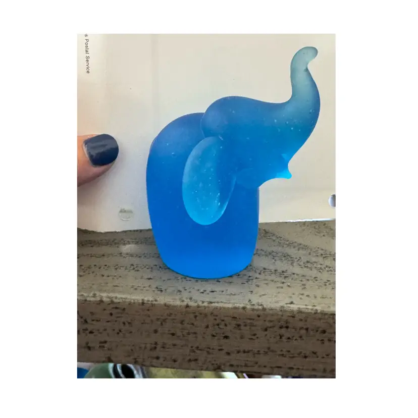 Satin Finish Blue Elephant Paperweight Made In Taiwan ROC