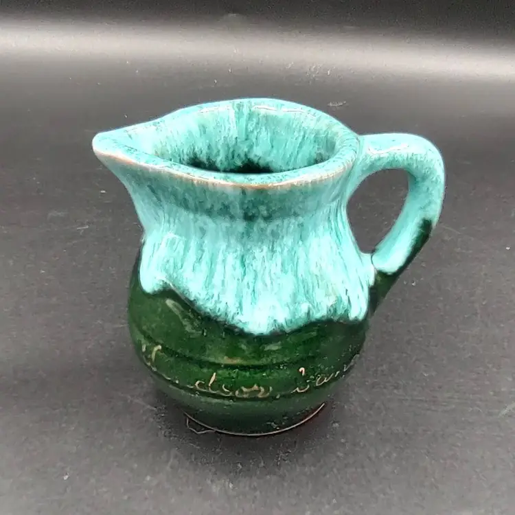 Canadian Blue Green Drip Glaze Pottery Creamer