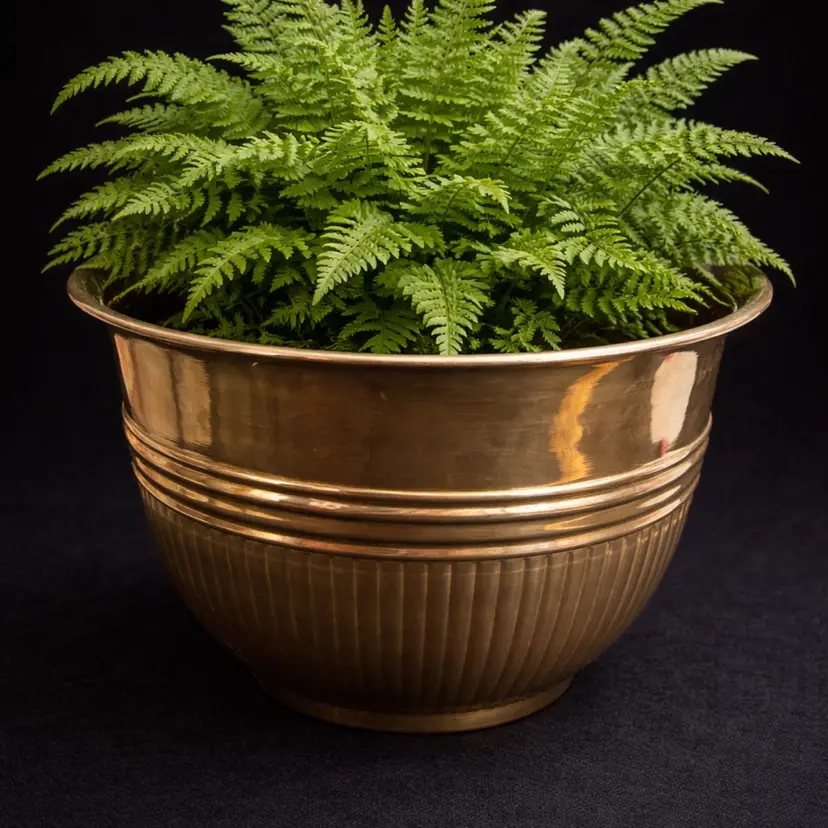 Vintage Round Brass Planter Made In India 5.5” Tall
