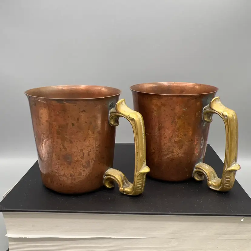 Copper Brass Mug Pair